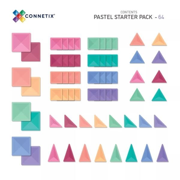 Connetix | Magnetische tegels | Pastel | 64 stuks - Afbeelding 2