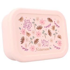 Roze Siliconen Kinderlunchbox – 3 Vakjes | Bloemenprint | Kidzroom Enchanted Memories