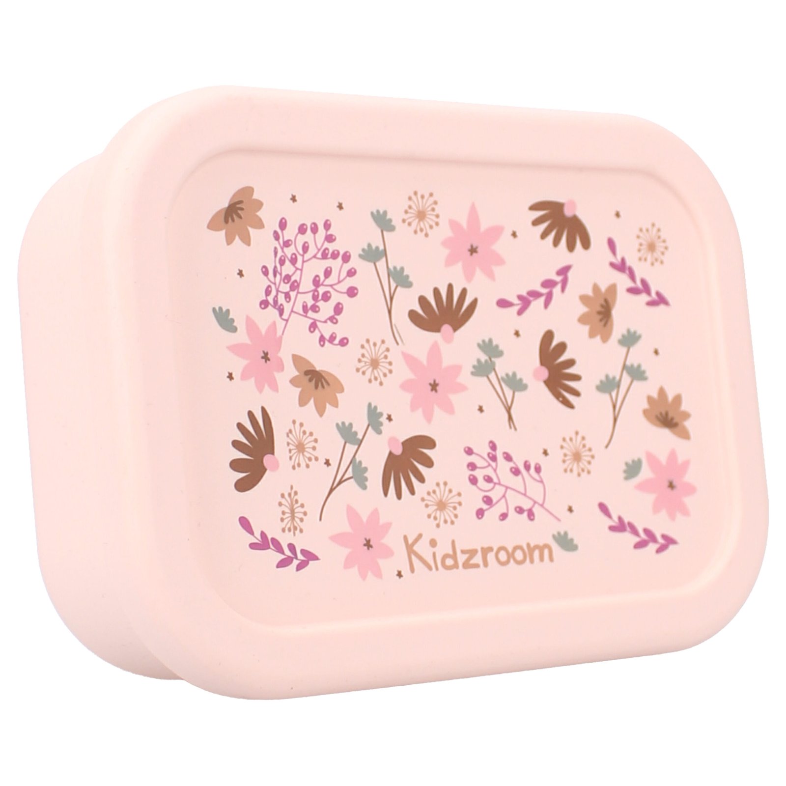 Roze Siliconen Kinderlunchbox – 3 Vakjes | Bloemenprint | Kidzroom Enchanted Memories