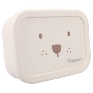 Kidzroom Lunchbox Beary Excited – Beige Siliconen Lunchbox met Teddybeer (3 Vakken)