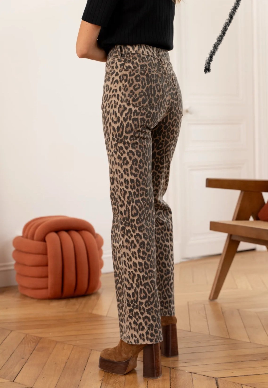 Wide leg jeans | leopard