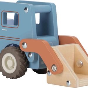 Houten Bulldozer Speelgoed – Stevige Mini Bulldozer met Schepbak & Bouwvakker