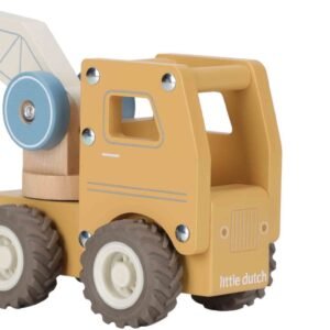 Houten Hijskraan Speelgoed – Stevige Kraanwagen met Draaibare Arm & Bouwvakker