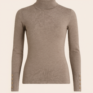 Top| beige | gouden knoopjes aan de mouw