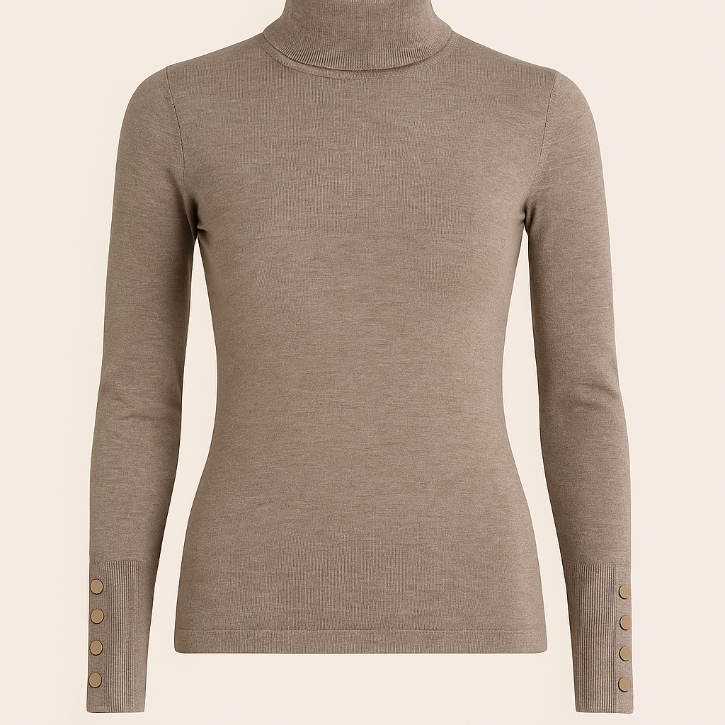 Top| beige | gouden knoopjes aan de mouw