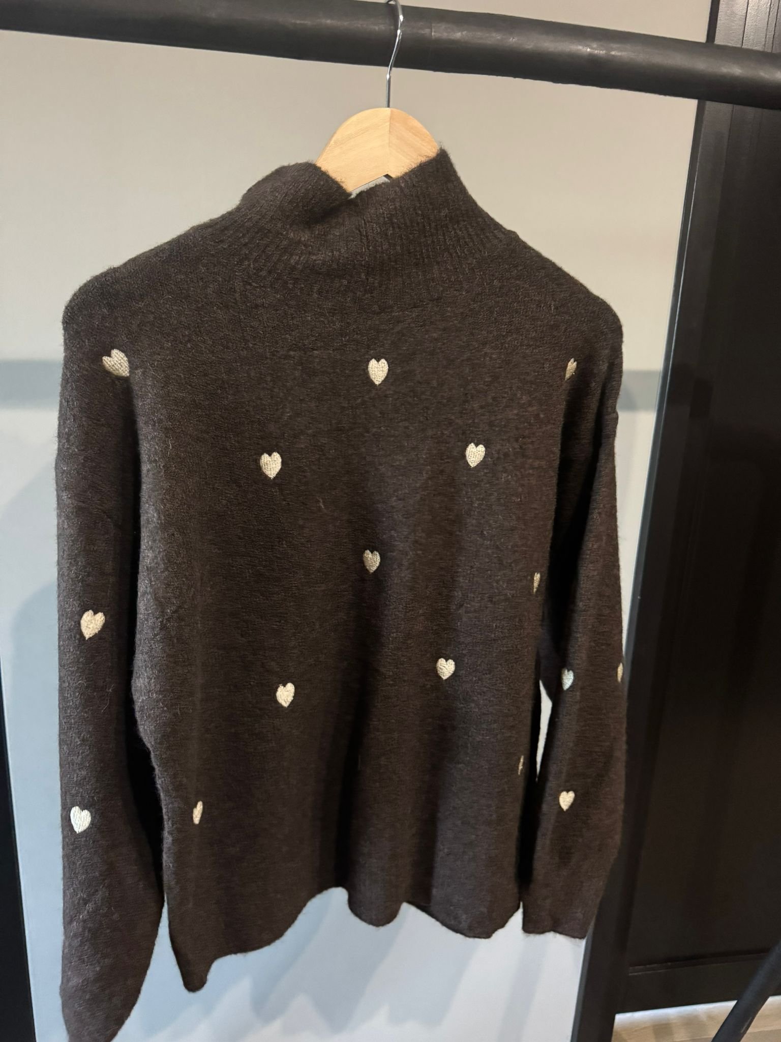 Trui | chocoladebruin | hartjes