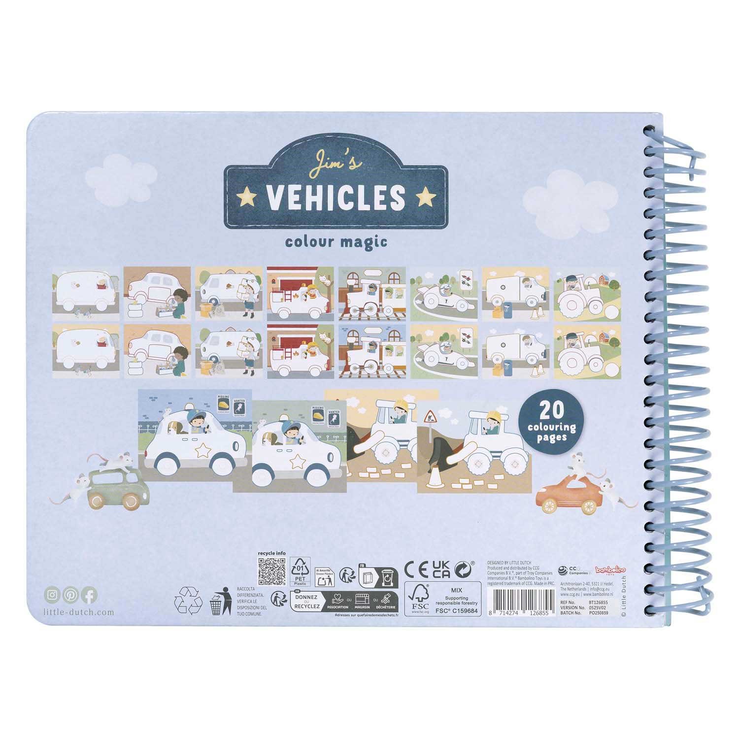 Little Dutch Colour Magic Book Jim – Magisch Kleurboek met 3 Potloden - Afbeelding 2