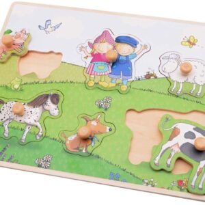 Fien en Teun Houten Puzzel – Educatief Speelgoed voor Motoriek | Met Knopjes