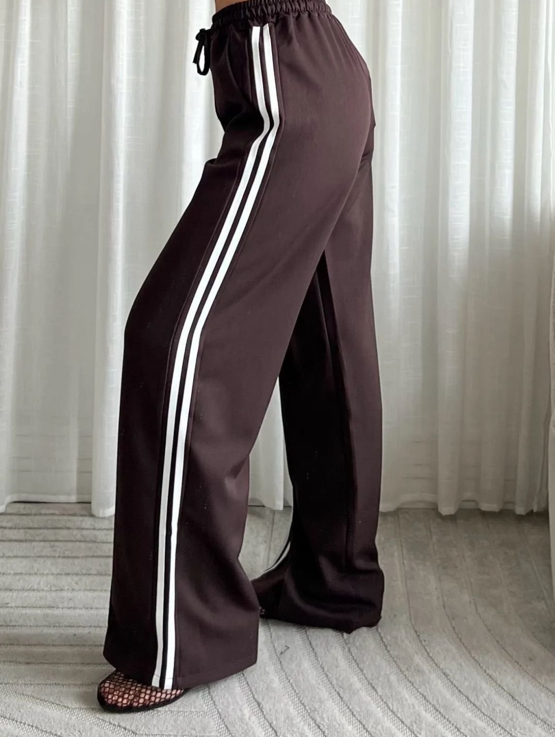 Wide leg | Bruin | stripe