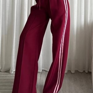 Wide leg | bordeaux | stripe roze