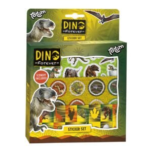 Dino Forever Stickerset – 3 Vellen Stickers + Speelachtergrond | Voor Kinderen vanaf 3 Jaar
