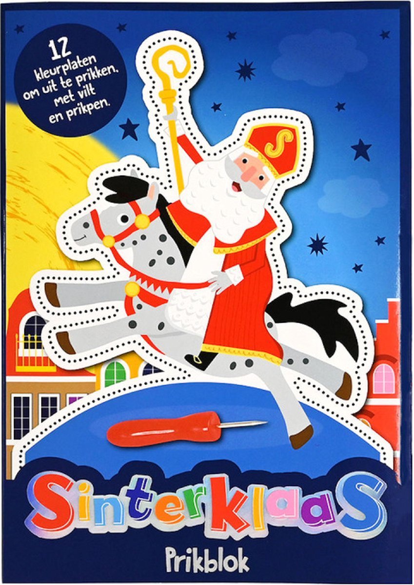 interklaas Prikblok met Prikpen en Foammat – 12 Pagina’s Kleur- en Knutselplezier voor Kinderen