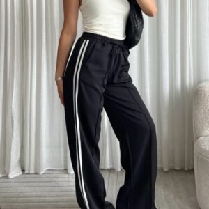 Wide leg | stripe | zwart