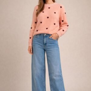 By clara | trui | roze met bordeaux hartjes