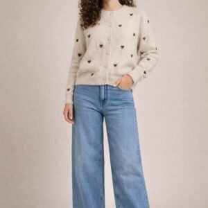 Vest | beige met gouden hartjes