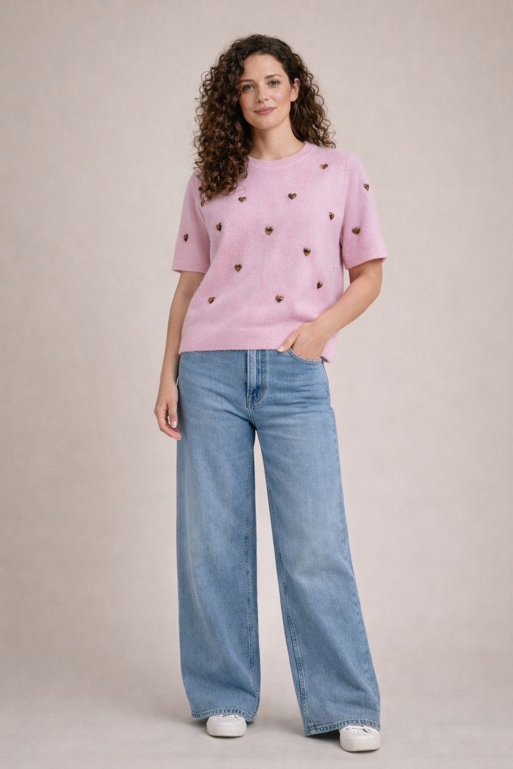 T-shirt | roze | hartjes