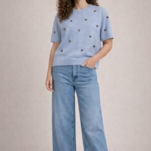 T-shirt | blauw | hartjes