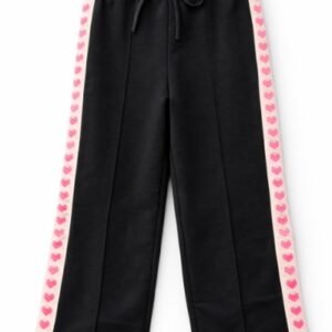 Broek met hartjes | zwart met roze  hartjes