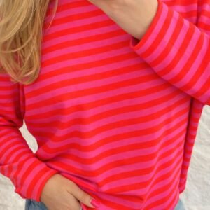 Longsleeve | gestreept | roze|rood
