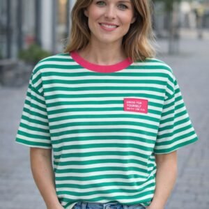 T-shirt | Gestreept | groen