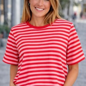 T-shirt | gestreept | Rood/roze
