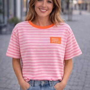 T-shirt | gestreept | roze