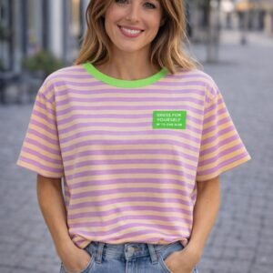 T-shirt | gestreept | lila