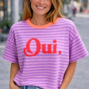 T-shirt | gestreept | lila/roze | Qui