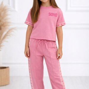 Set | hartjesbroek lang en shirt | roze