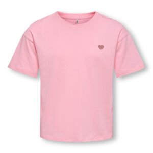 T-shirt | roze hartje | Only