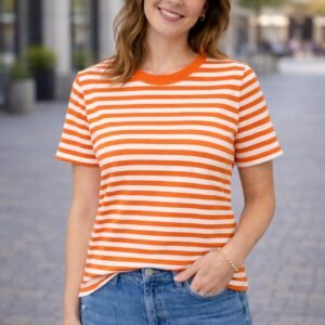 T-shirt | gestreept | oranje