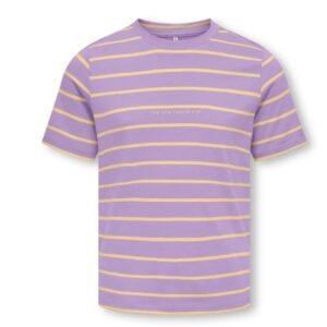 T-shirt | gestreept | Lila / geel