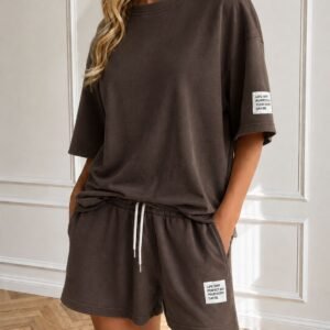 Set | korte broek en shirt | bruin