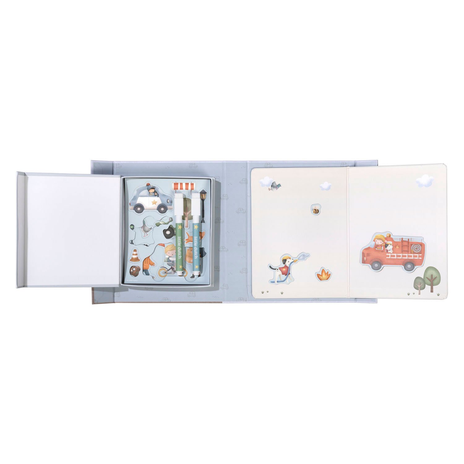 Little Dutch Jim Whiteboard Kleurset Voertuigen met Uitwisbare Stiften - Afbeelding 2