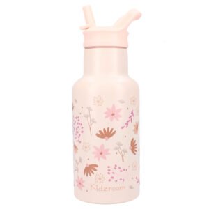 Kidzroom | Enchanted Memories | Schoolbeker en Drinkfles | 350ml | Stainless Steel | Bloemen | Roze