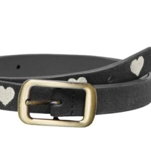 Riem | Zwart met créme hartjes